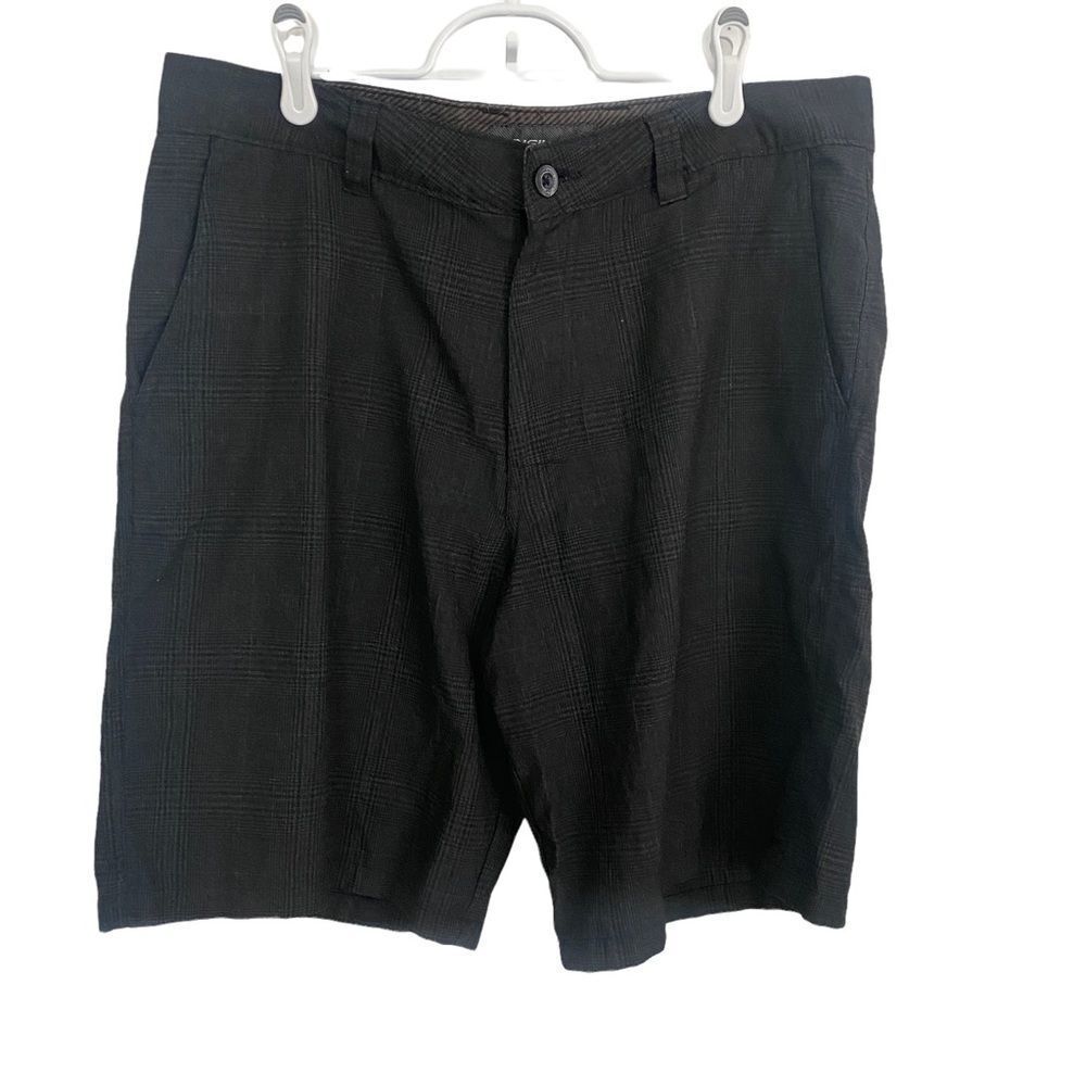 O'Neill Black/Gray Plaid‎ Shorts Sz 34